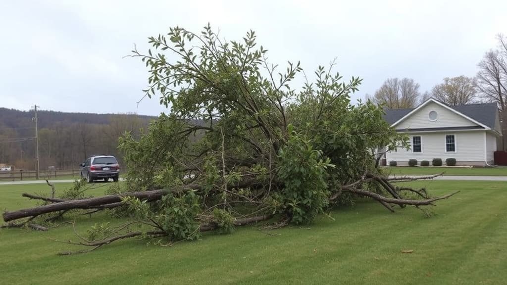 Storm debris on a property